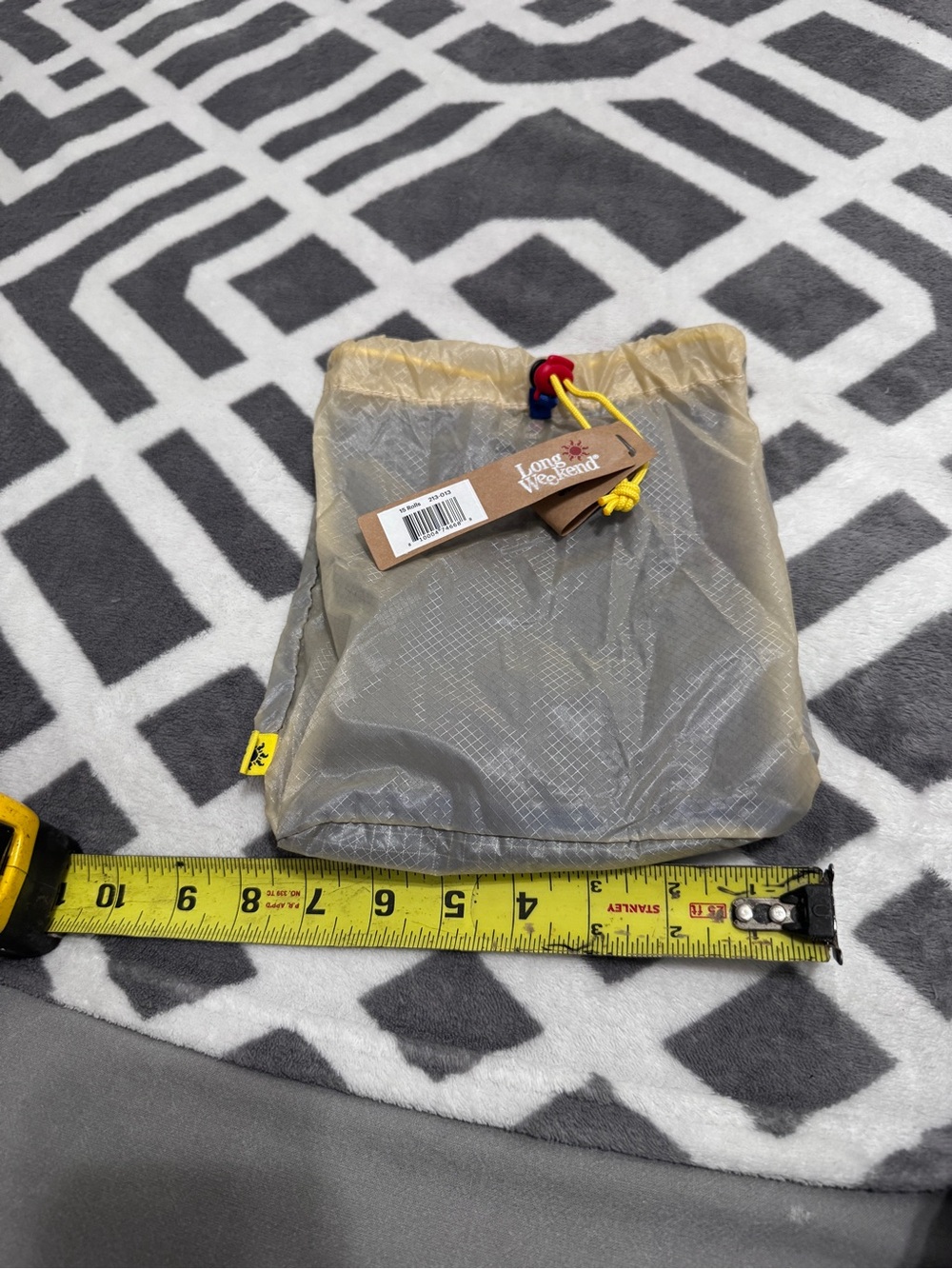 Men’s Drawstring Travel Pouch in Taupe with Yellow Cord - Picture 4 of 8